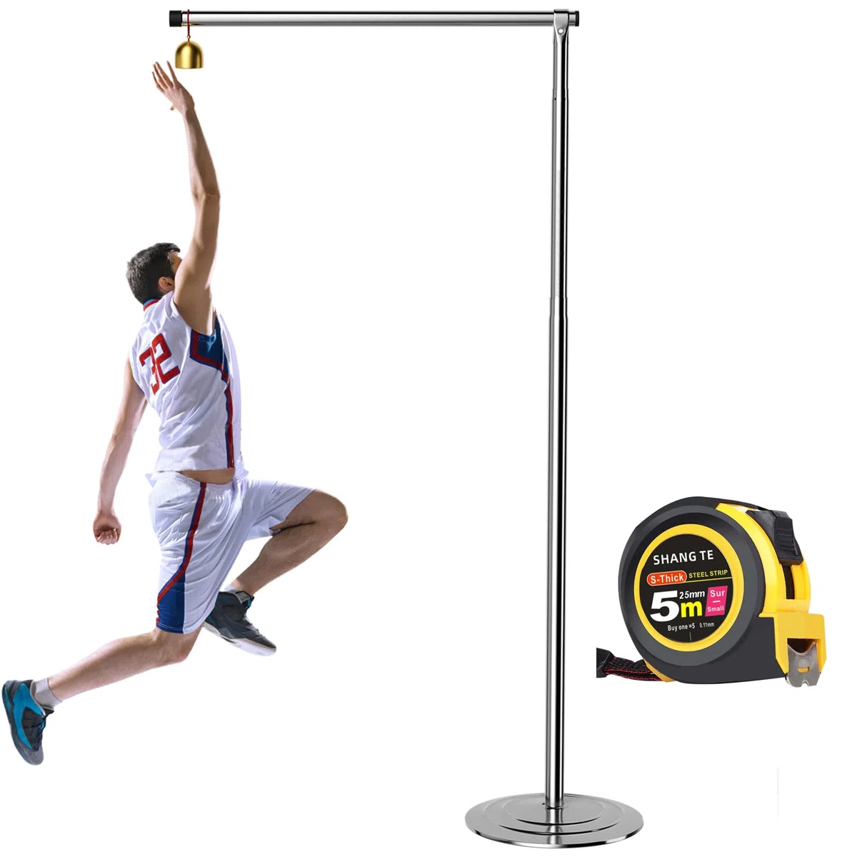 Testeur de Saut Vertical, Outil de Mesure de Saut au Sol, Appareil de Mesure de Saut équipé d'un Ruban, entraîneur Vertical à Hauteur réglable pour l'entraînement au Saut