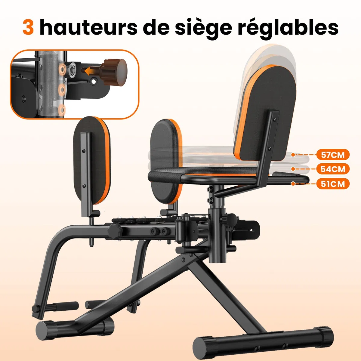 HXD-ERGO Appareil d’Abduction pour Cuisses, Fessiers et Hanches, Machine Réglable pour Hommes et Femmes, Confortable et Compact, Entraînement à Domicile