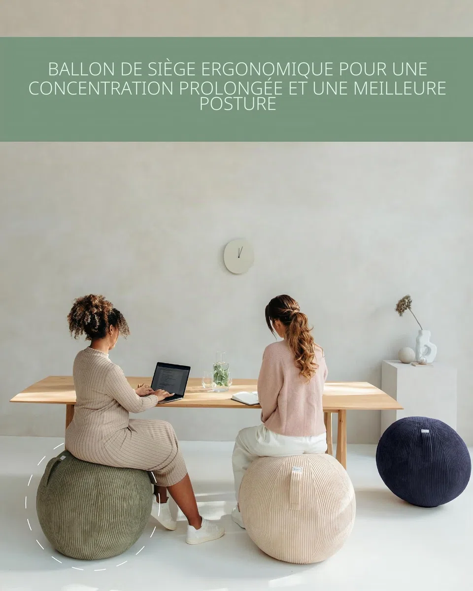 VLUV BOL VLIP Boule de siège ergonomique respirante avec poignée et protection anti-roulement, revêtement lavable pour grossesse 65 cm