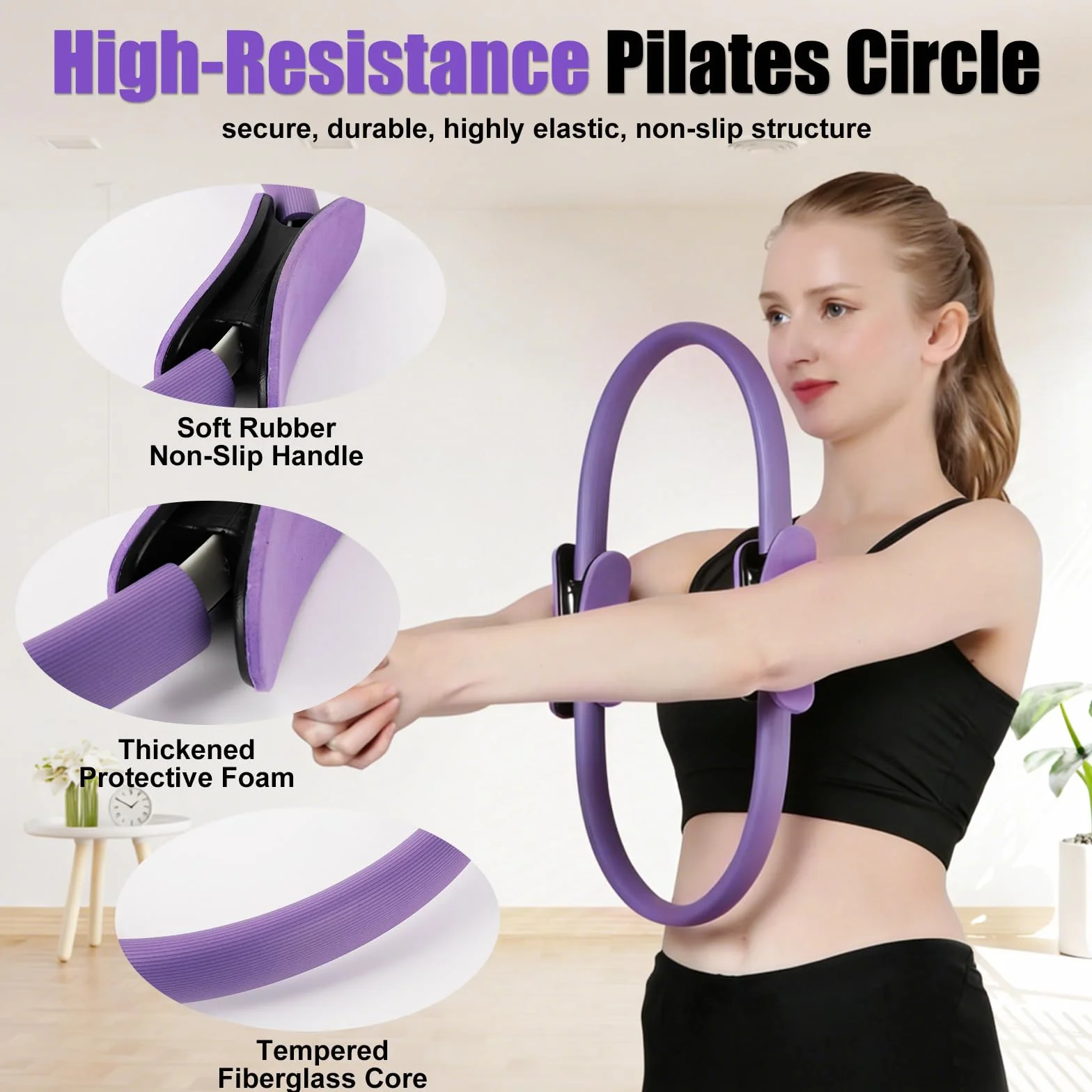 Roadtime Kit Pilates pour la maison, kit débutant de 13 pièces avec balle de yoga de 25 cm, cercle magique de 35 cm, 5 bandes de résistance, chaussettes de yoga, disques glissants, anneau de Pilates