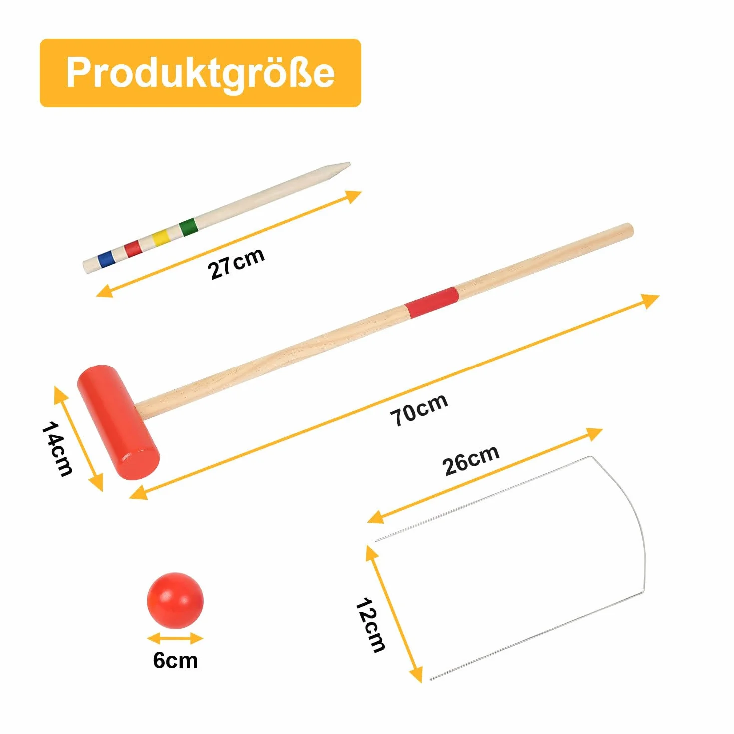 Fiqops Jeu de croquet 2 à 4 joueurs - Jeu de croquet avec sac - Pour enfants et adultes - Jouet en bois - Pour l'extérieur - Famille - Jeu d'adresse