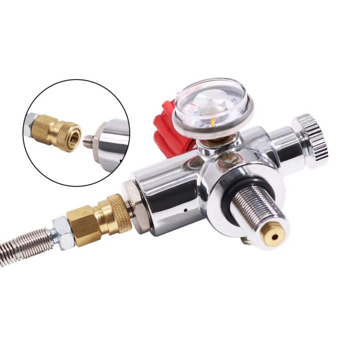 TUXING Compresseur d'air PCP haute pression PCP Paintball Valve en acier inoxydable Réservoir CO2 DIN M18 x 1,5 Rouge 4500 PSI