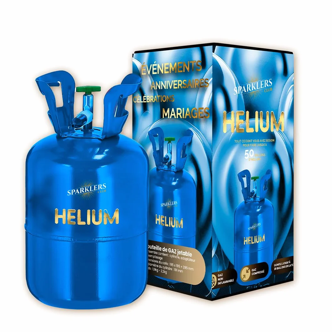 SPARKLERS CLUB Station de Gonflage pour 50 ballons Hélium 99,9% de gaz - Bonbonne Jetable Recyclable capacité 0,40m3 Idéale pour des Anniversaires, Mariages et Baptêmes (50 Ballons)