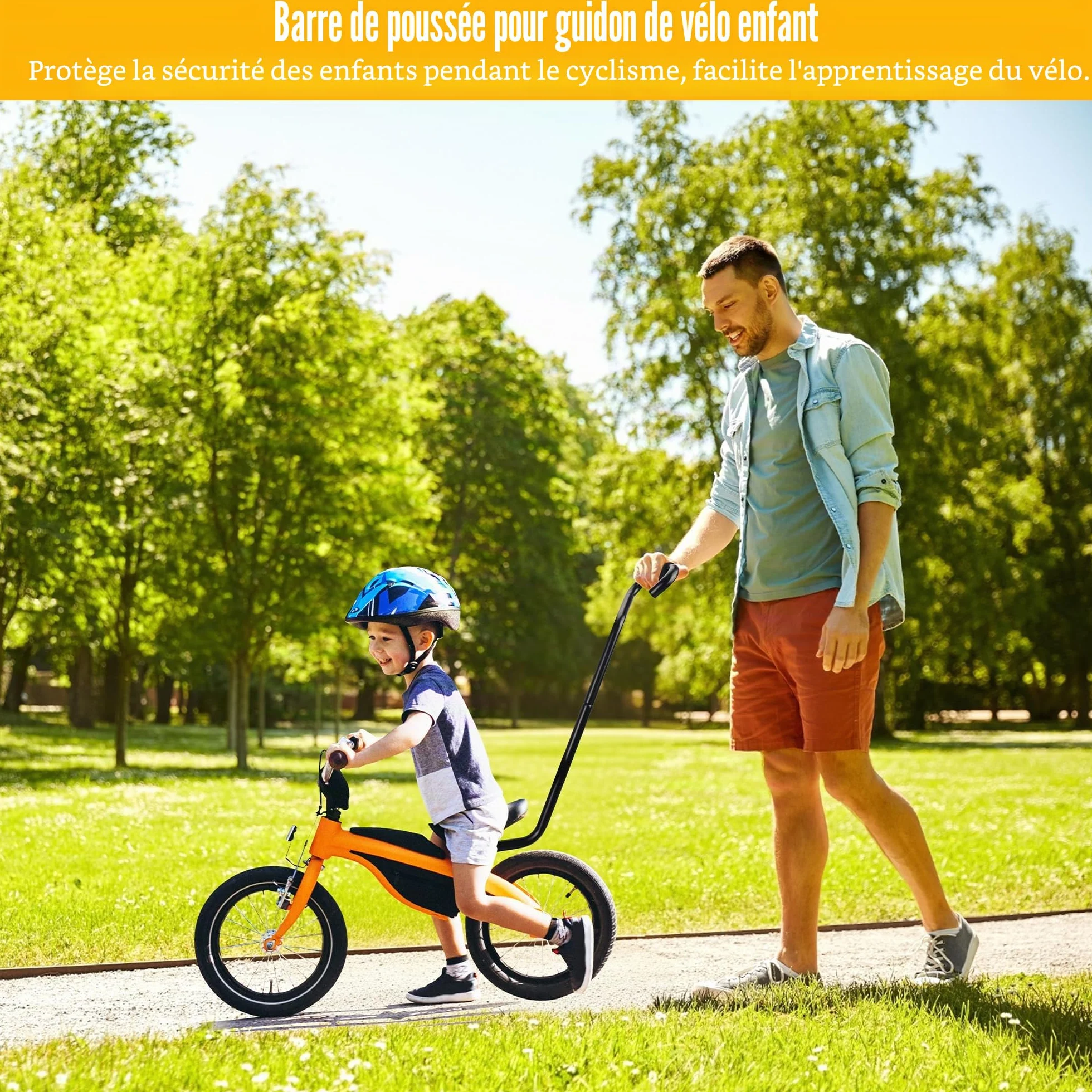 ZUKKA Barre de poussée d'entraînement de vélo pour enfant en alliage d'aluminium