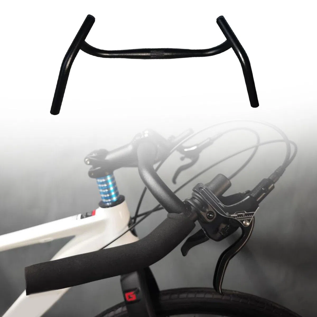 Guidon de Vélo, Guidon de Course Angle Externe, Cintre Gravel Universel 53cm en Alliage d’Aluminium, Confortable et Anti-Fatigue, pour VTT, Cyclisme et Vélos de Route, 25,4mm, Noir