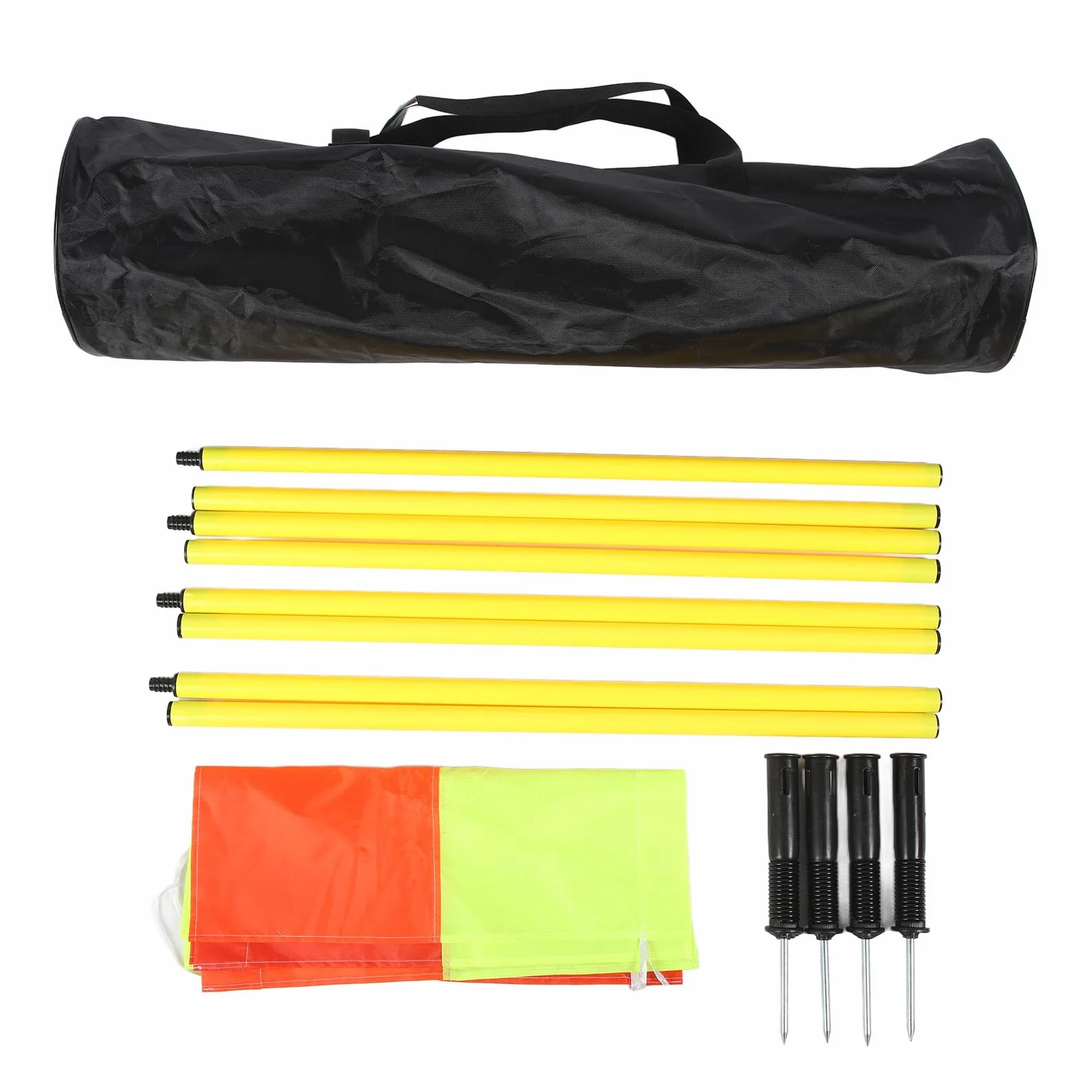 Lot de 4 Drapeaux D'arbitre de Football avec 4 Drapeaux Carrés, 2 Sections de 1,5 M, équipement de Football avec Sac, pour L'entraînement en Plein Air, Léger et Portable