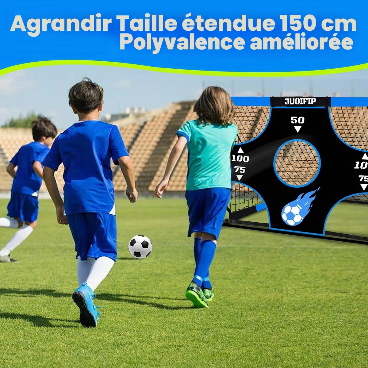 NZQXJXZ But de Football 3-en-1 pour Enfants, Filet de Football 150 x 120 cm, poteaux de But pour Jardin avec 2 Tissus interchangeables et Un Ballon, Sac de Transport, Montage Facile et Pliable adapté