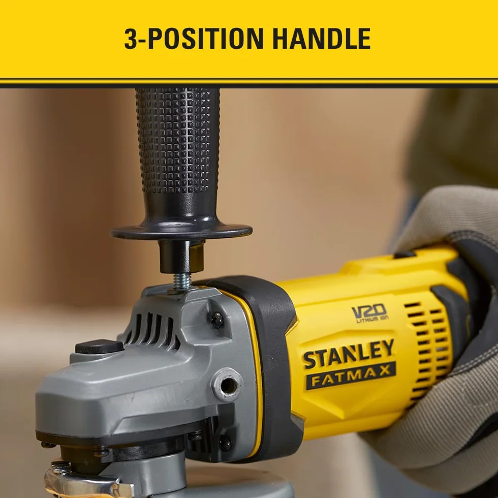 Stanley Meuleuse sans fil d'angle, 18V, Gamme FATMAX V20, 125mm, Vitesse 8500 trs/mn, Sans Batterie Ni Chargeur, SFMCG400B-XJ Noir; Jaune