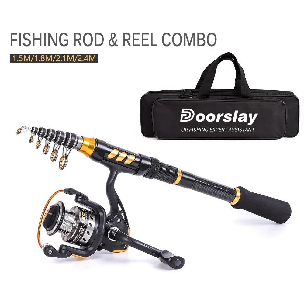Kit de pêche portable professionnel complet 2,4 m Canne à pêche télescopique Moulinet de pêche appât Ligne 100 m Pour débutants et amateurs de pêche (Type B-18)