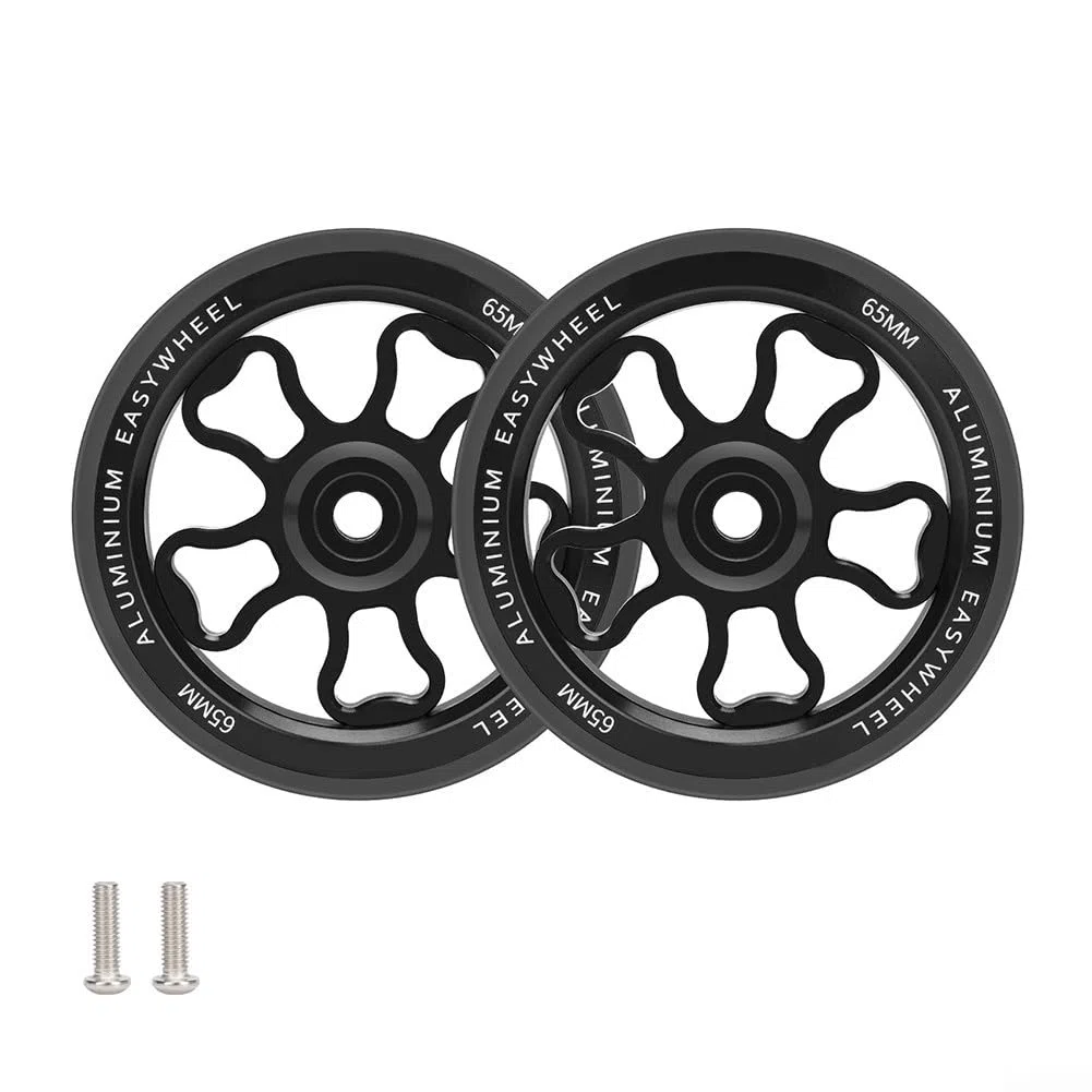 Roue de vélo pliable Easy Wheel, 70 mm pour Brompton et pour 3Sixty avec alliage d'aluminium et construction en caoutchouc, conçue pour une utilisation fluide (noir)