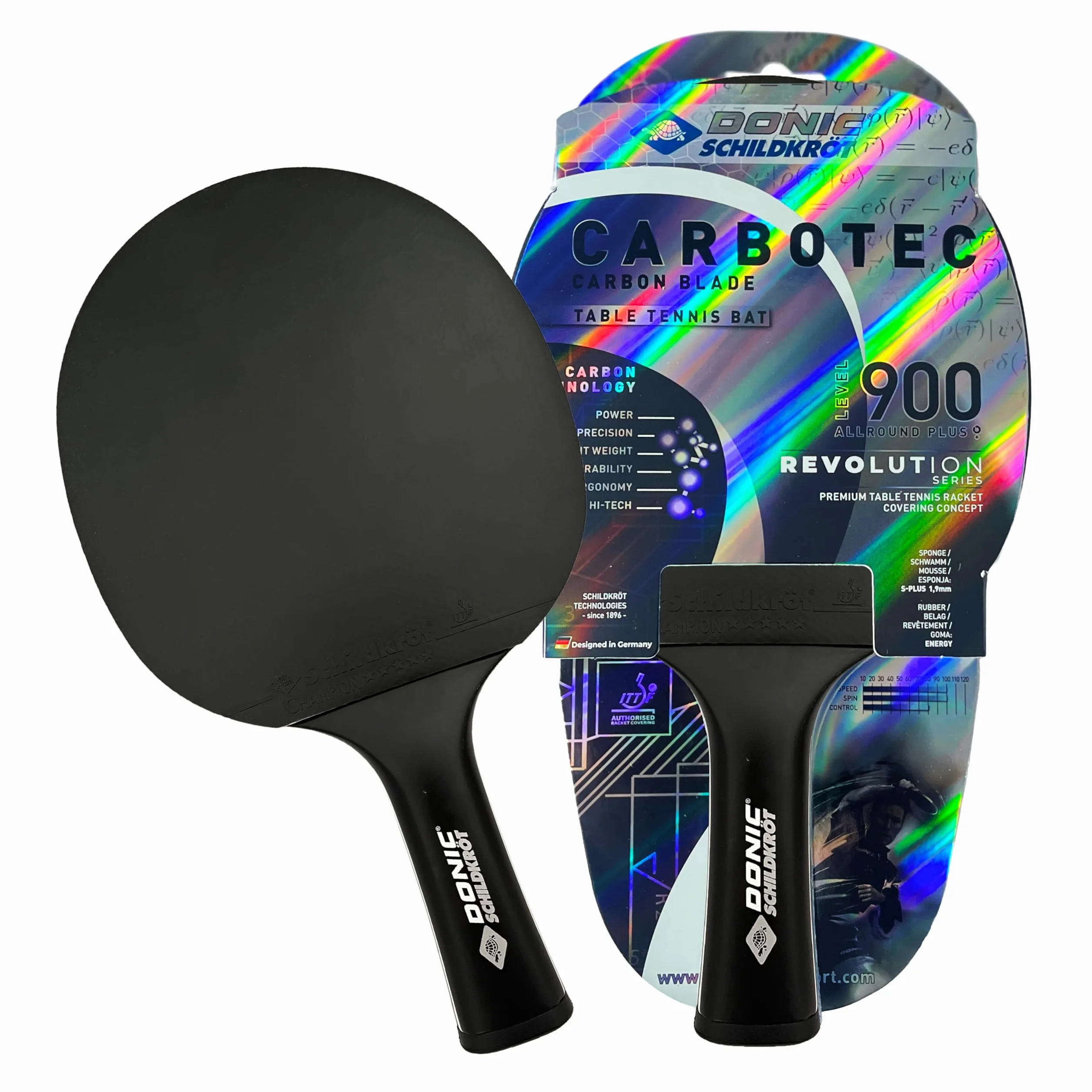 Donic-Schildkröt Raquette de Tennis de Table CarboTec, 20% a 100% Carbone