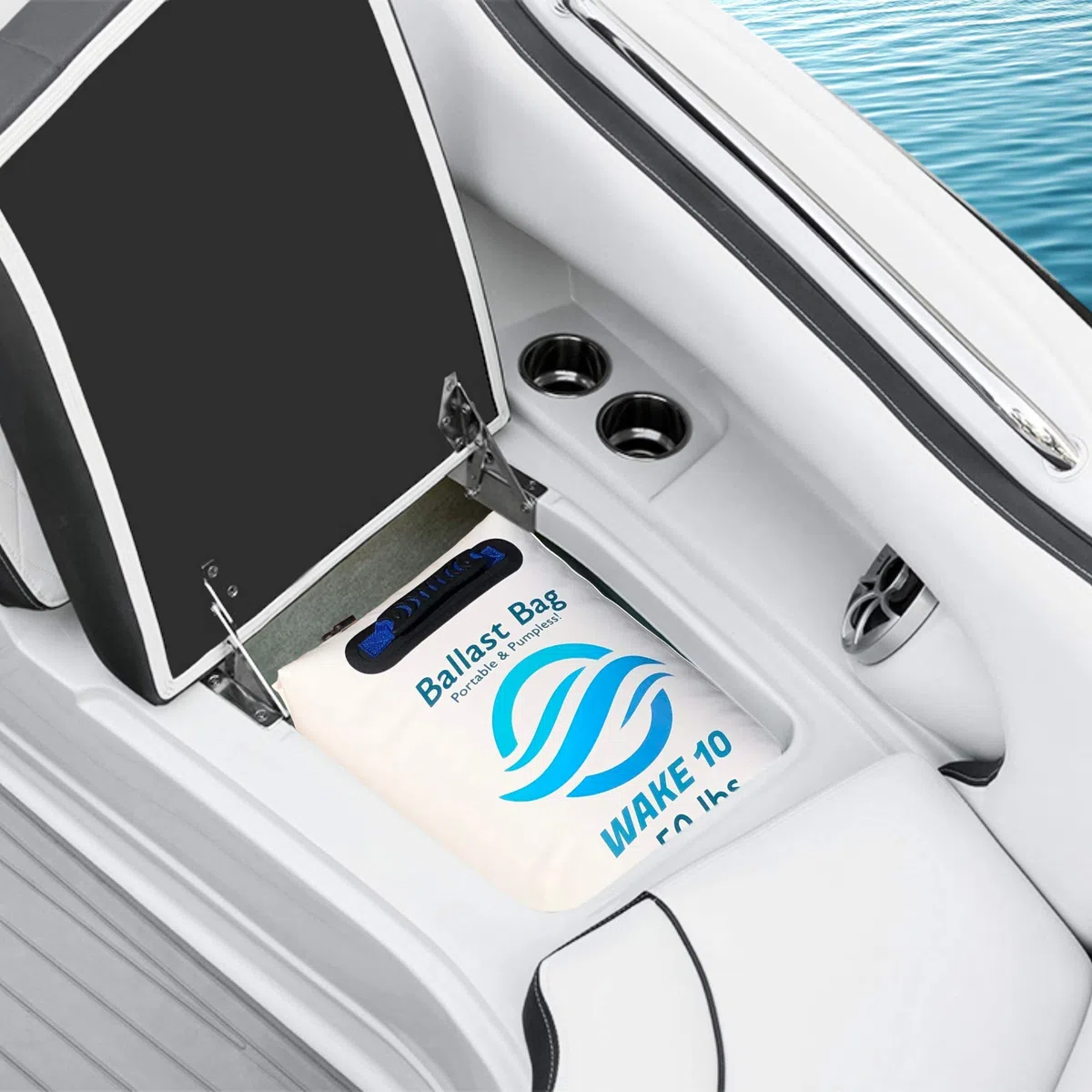 Sac de Ballast pour Bateau - Portable et sans Pompe - 50 LB - Wakesurf et Wakeboard, Blanc, Taille Unique