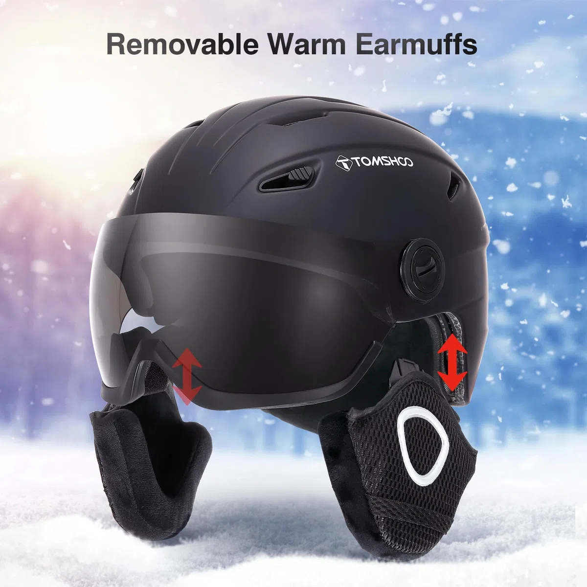 TOMSHOO Casque de Ski avec Visière Détachable, Casque de Snowboard pour Adulte Femme Homme Certifié Professionnel Casque de Neige avec Amovible intégré Visiere