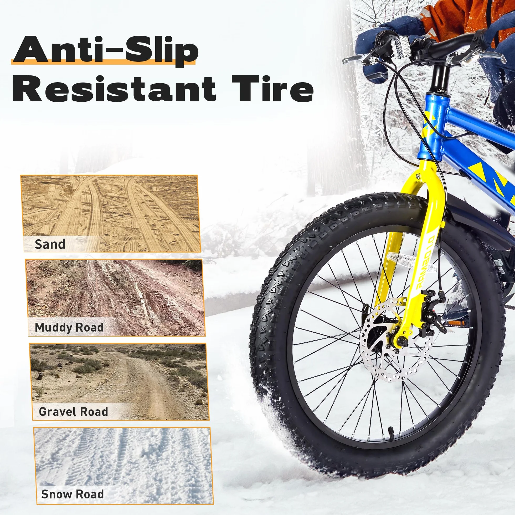 Pneu de vélo 20 x 3,0" Fat E-Bike – Tires 75-406 avec profil antidérapant pour vélos électriques (2 pneus noirs (pneus sans chambre à air uniquement), 20 x 3,0 pouces