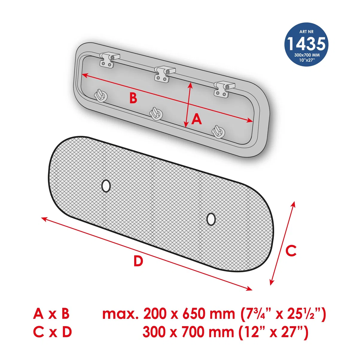 MOSQUITO NET / BUG SCREEN for boats by Waterline Design. For a bug free environment on both sailboats and motorboats. Fits all brands of large portlights (hublot non inclus) (#1435).