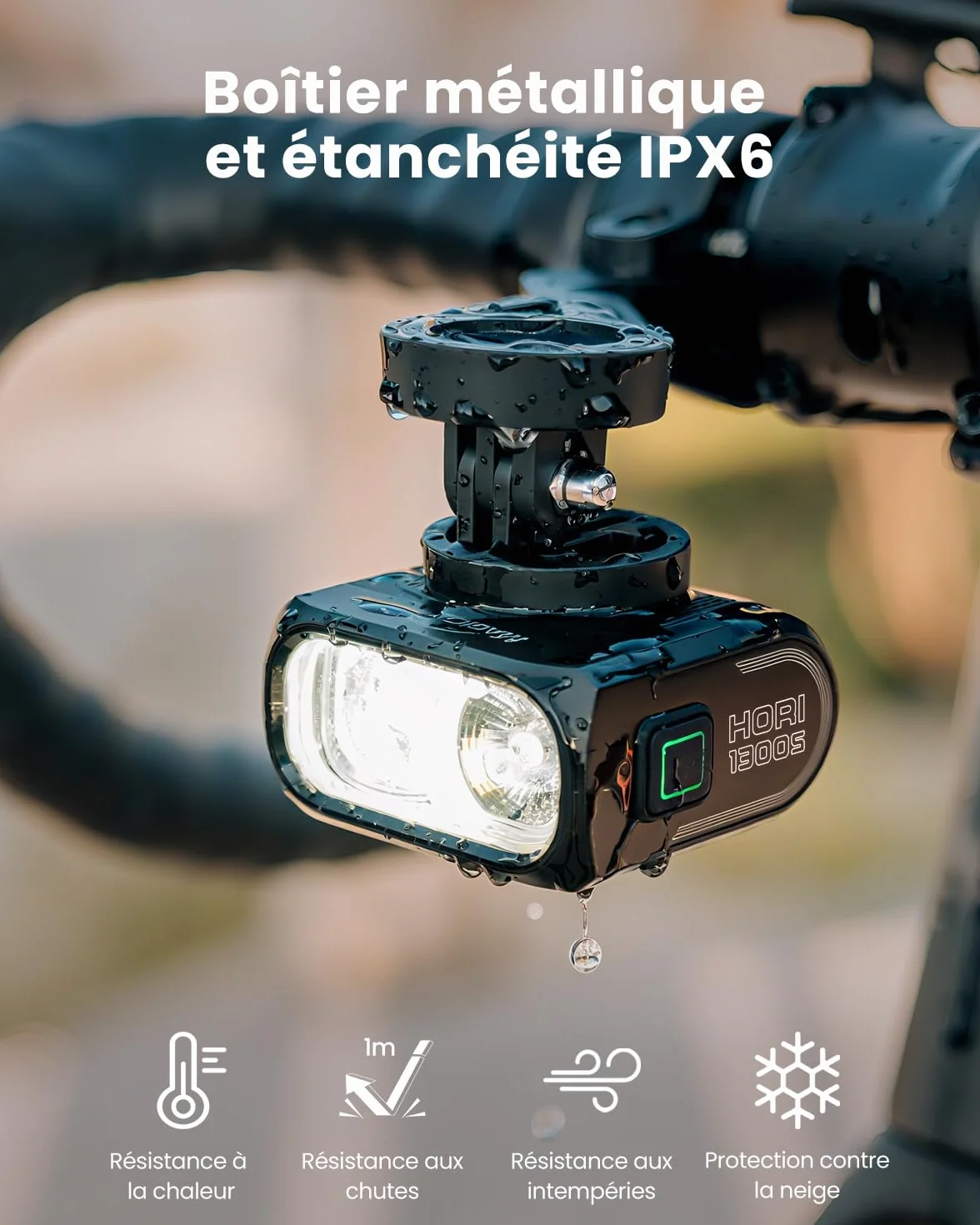Magicshine Hori1300s Feux de Vélo Rechargeable USB-C Étanche IPX6