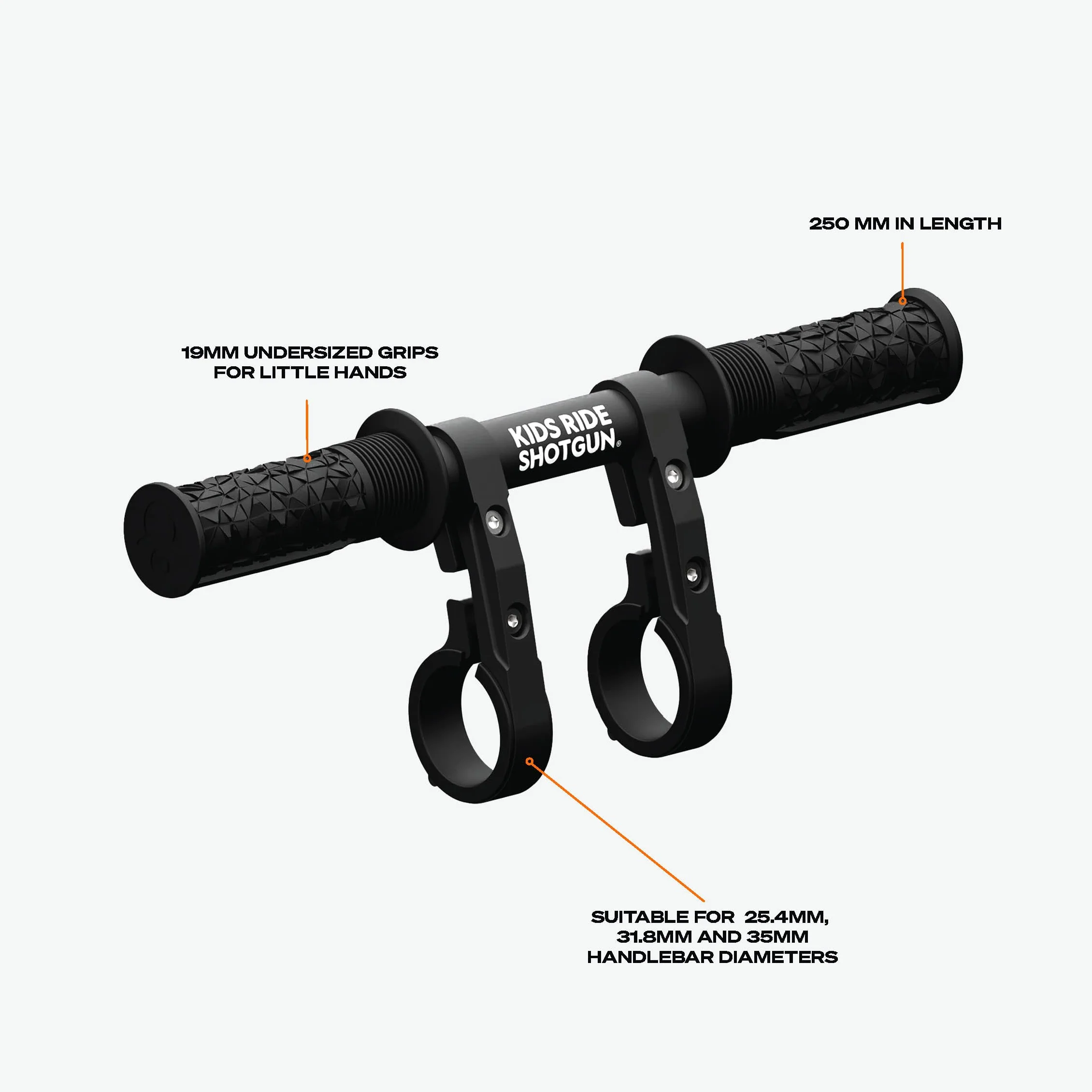 Kids Ride Shotgun – Guidons, Compatible avec la plupart des VTT récents pour adultes, Accessoire pour la selle enfant, Installation et retrait faciles (Shotgun 2.0 Handlebars)