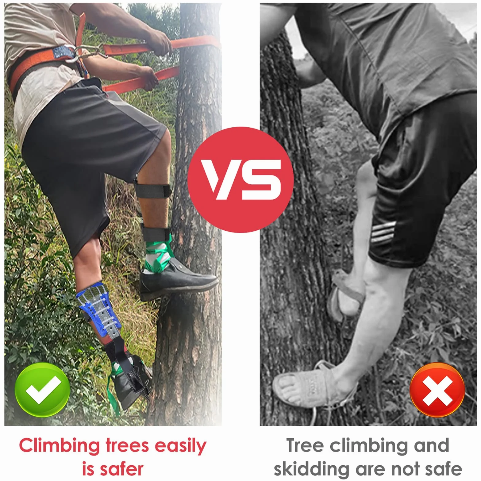 Ensemble De Pointes D'escalade d'arbre, Griffe Elagage Equipement d'escalade d'arbre,Tree Climbing Spikes Réglable en hauteur,Avec de ceinture de harnais de sécurité réglables