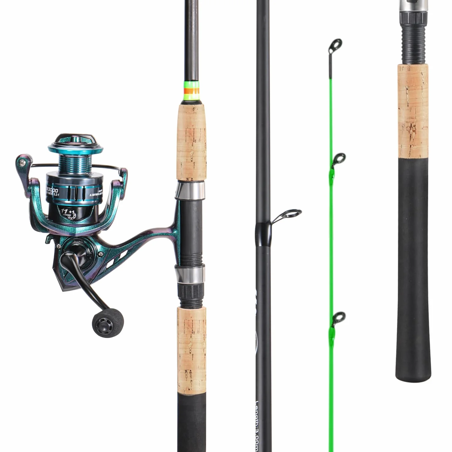 Sougayilang Feeder Canne à pêche portable avec 3 embouts 3000 tailles de moulinet, gamme complète d'action pour la carpe