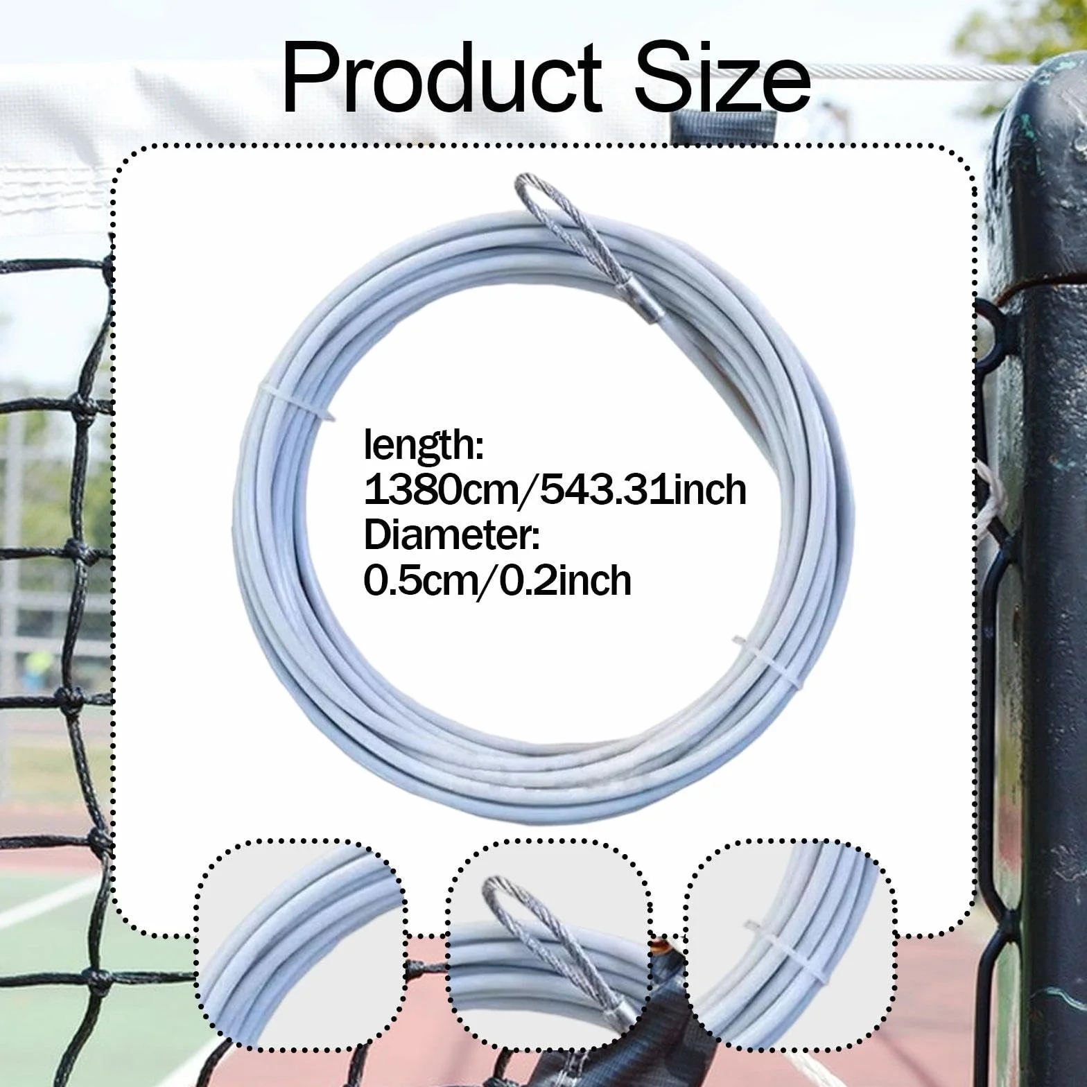 Câble de Filet de Tennis Professionnel 13,8 M, Accessoires pour Courts de Tennis, Cordon Headline