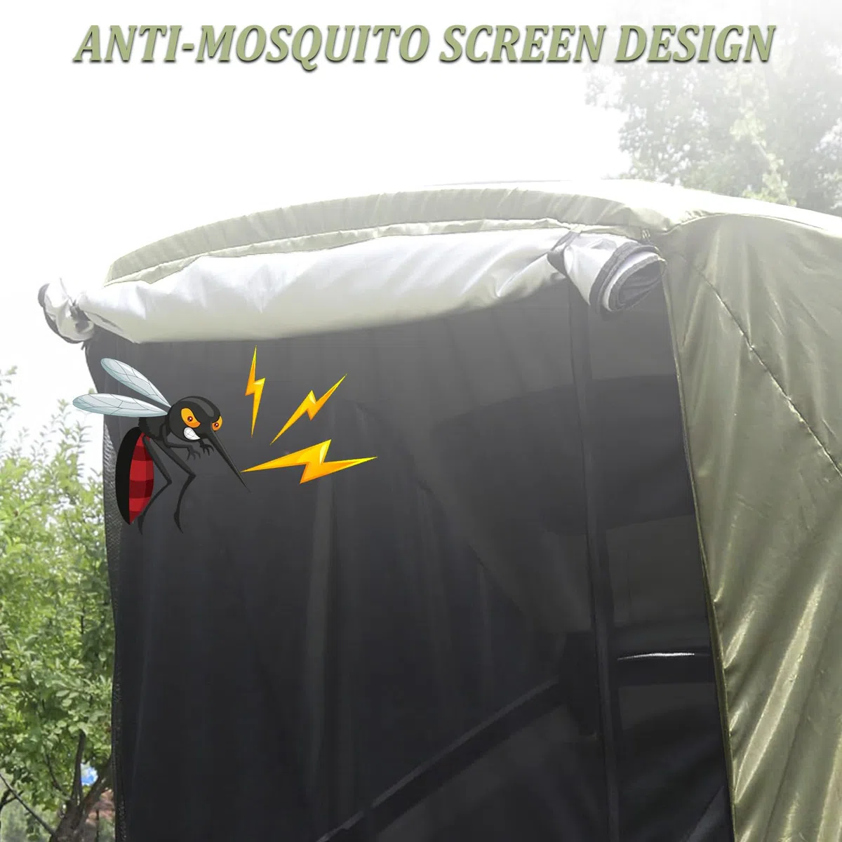 Tente de Hayon Voiture,Etanche à la Pluie Tente Voiture,Voiture de Vacances pour Divers modèles de SUV,Anti-Moustique Auvent Voiture,Imperméable,Coupe-Vent,Résistante aux UV