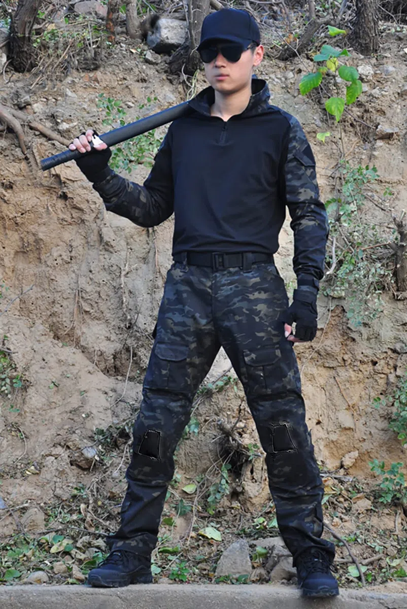 Tenue Airsoft Uniforme Militaire Tactique Pantalon de Combat Poches Multiples Pantalon et Tactical Chemise pour Paintball Chasse Tir BDU