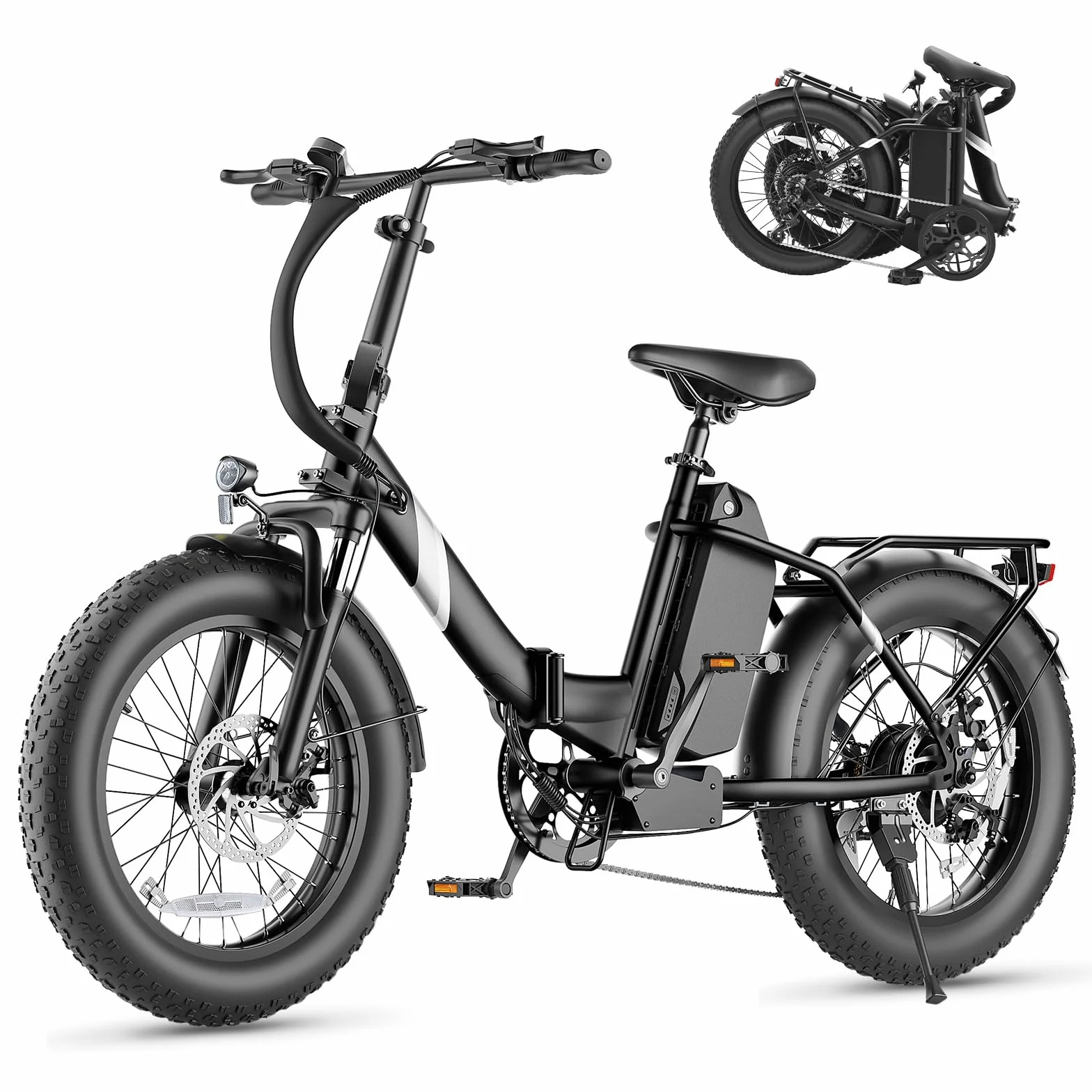 Touroll S3/S3 Pro Vélo Électrique Fat Bike Pliable, Pneus 20"x3.0" Tout Terrain, Grande Autonomie 195KM/ 65KM, 7 Vitesses, VTC E-Bike pour Adulte, Idéal pour Les Longs trajets et Les Voyages