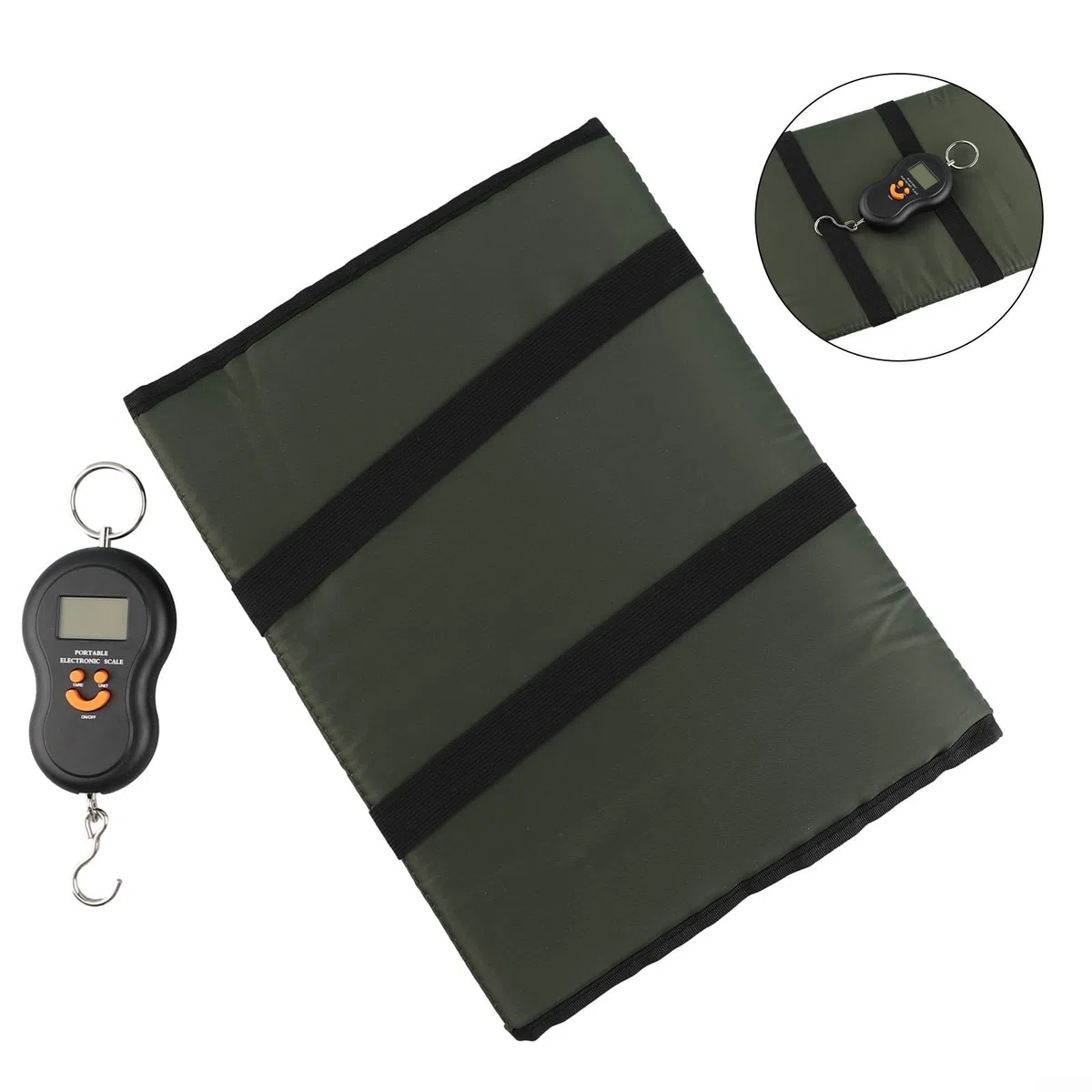 Tapis d'atterrissage pliable pour la pêche à la carpe avec balance numérique, kit de protection léger pour pêcheurs à la ligne (noir)