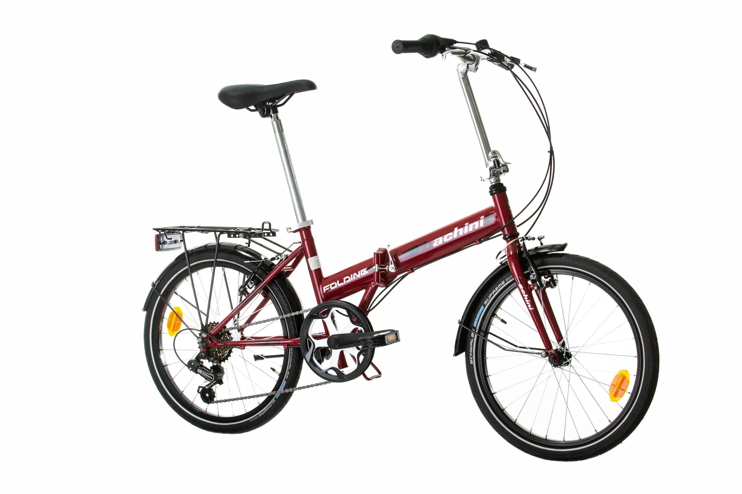 Multibrand Bachini Folding Vélo Pliant Classique 20 Pouces, 6 Vitesses, Frein V-Brake, Garde-Boue, Sonnette, pour Adultes et Adolescents, Convient pour 155–185 cm
