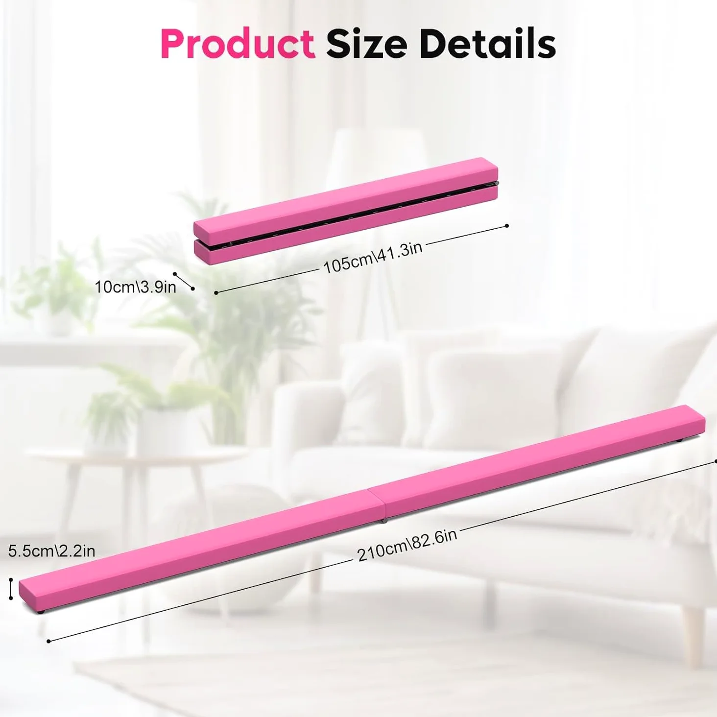 Poutre d'équilibre de Gymnastique, Barre de Gymnastique Pliable 2,1 m/220 LB en Similicuir Pliable pour entraînement à Domicile
