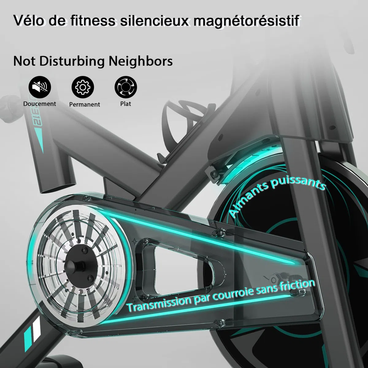Wenoker Vélo d'Appartement Spinning, Résistance Magnétique Ajustable, Vélo d'Exercice à Siège Confortable et Écran, Entrainement Cardio Home Trainer, capacité de charge de 160 kg