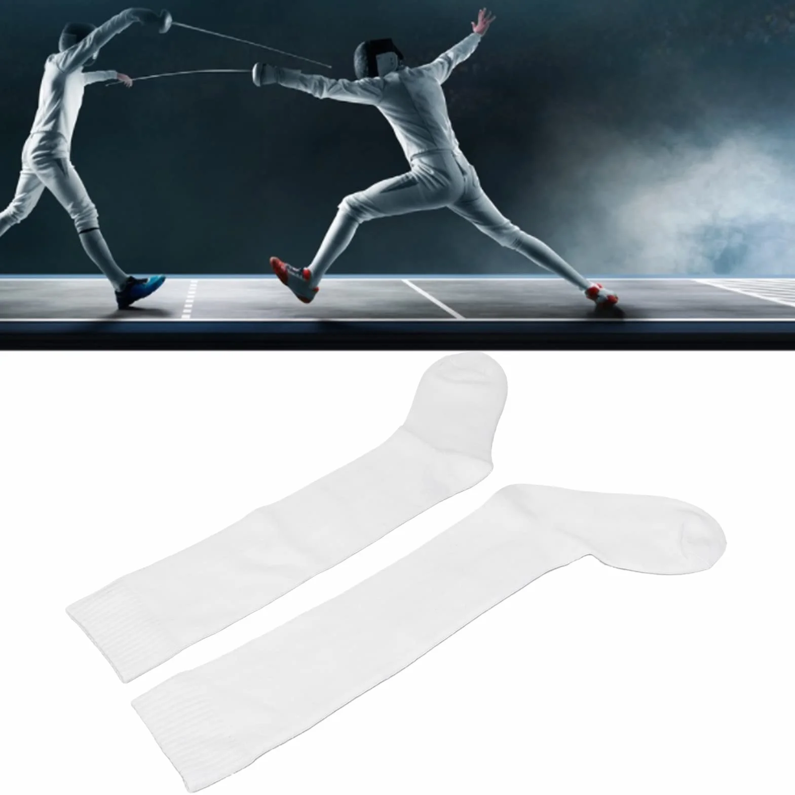 HEEPDD Chaussettes d'escrime Blanc Coton Peigné Stretch Chaud Épaissi Absorption Sueur Femmes Sabre