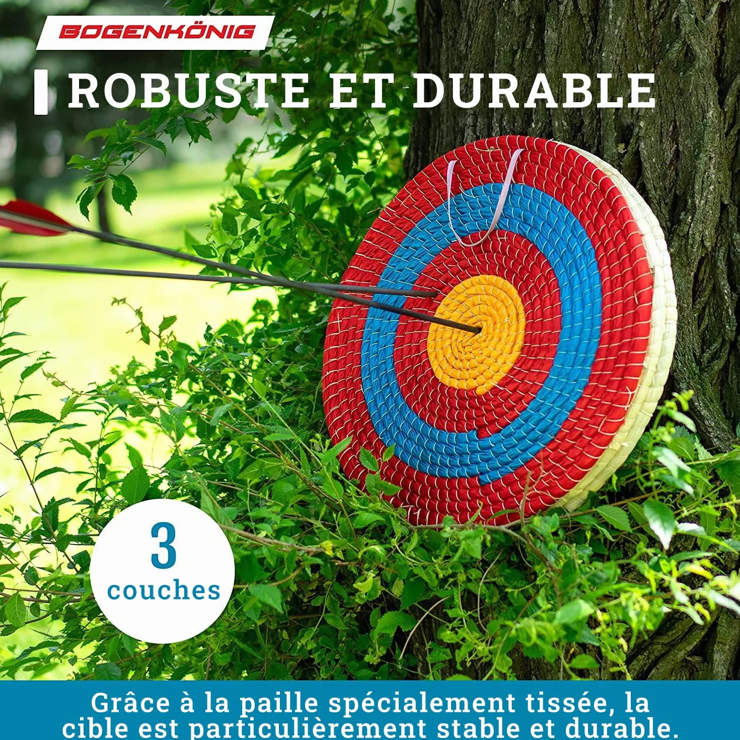 Cible tir à l'arc - Cible en Paille résistante aux intempéries pour Adultes & Enfants I Cible en Paille pour Arc et flèches & arbalète, Accessoires tir à l'arc, cibles pour tir