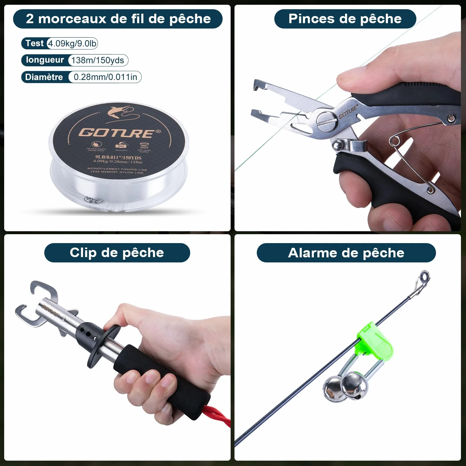 Goture Ensemble de Pêche avec 2 Canne à Pêche Télescopique, Ensemble Complet de d'outils de Pêche et d'appâts avec 2 Moulinet de Pêche 5,2:1 et Sac de Transport - pour la Pêche en Eau salée/Eau Douce