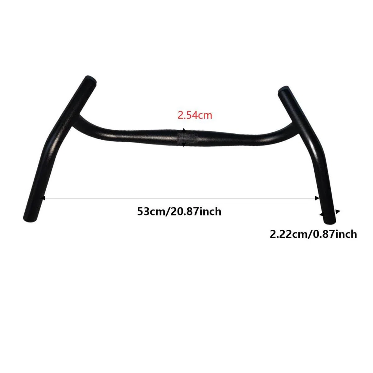 Guidon de Vélo, Guidon de Course Angle Externe, Cintre Gravel Universel 53cm en Alliage d’Aluminium, Confortable et Anti-Fatigue, pour VTT, Cyclisme et Vélos de Route, 25,4mm, Noir