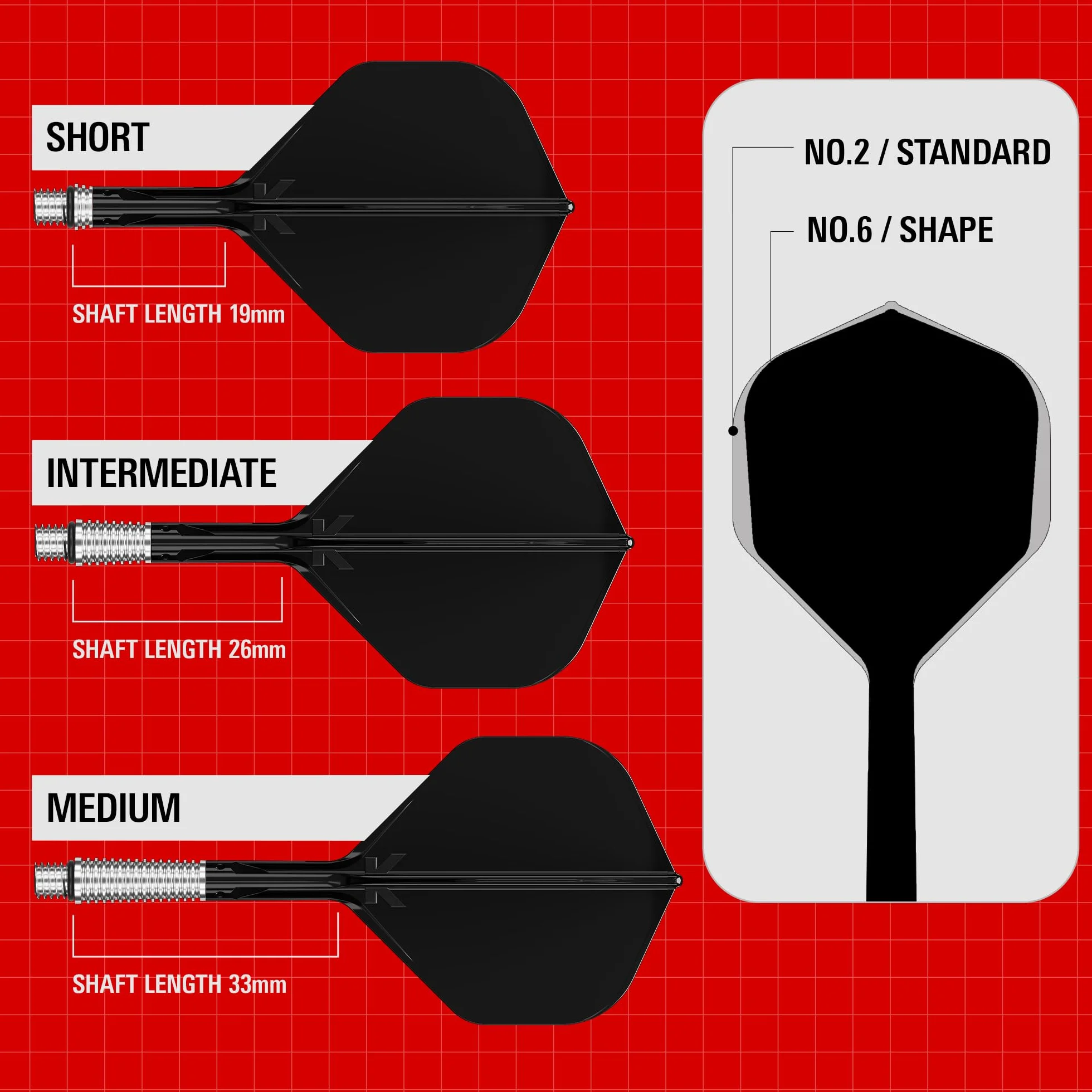 Target Darts K-Shift N° 2 Intégrés Vols et Arbres | K Shift N° 2 Système Vol et Arbre, Blanc/Transparent/Noir – K-Flex Court/Intermédiaire/Moyen Shift Spin Base, Accessoires Fléchettes Professionnels