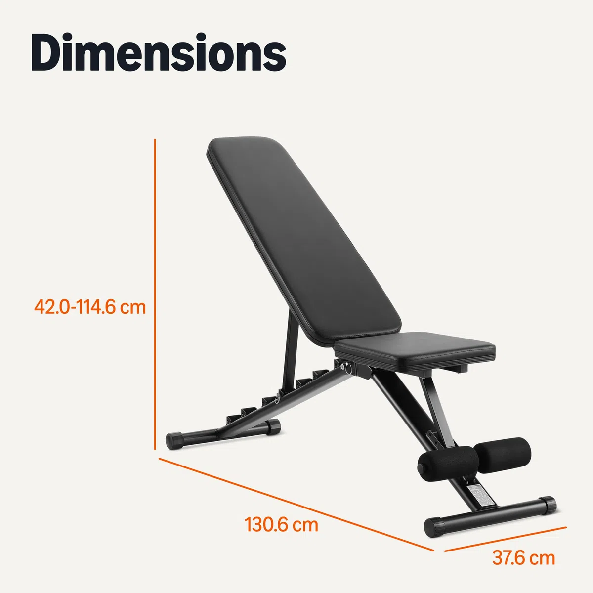 Amazon Basics Banc de musculation réglable et pliable pour salle de sport à domicile, Noir, 135 x 38 x 116 cm