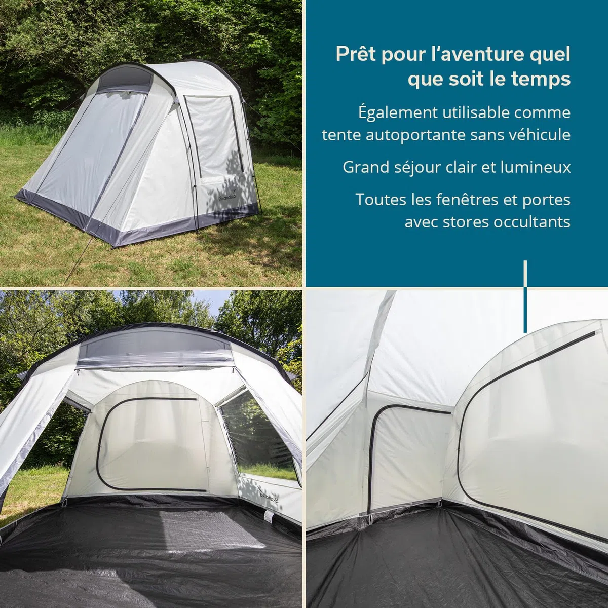 Skandika Camper Tramp Auvent de bus | Autonome avec cabine de couchage pour 2 à 4 personnes, hauteur debout 2,1 m, toit pare-soleil, colonne d'eau 3000 mm | Tente pour voiture, bus, van, monospace,