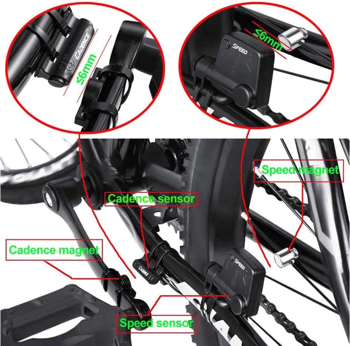 Cadence Moniteur de fréquence cardiaque, ordinateur de vélo sans fil avec capteur de fréquence cardiaque Ordinateur de vélo multifonctionnel étanche à la pluie avec écran LCD rétroéclairé(Black)