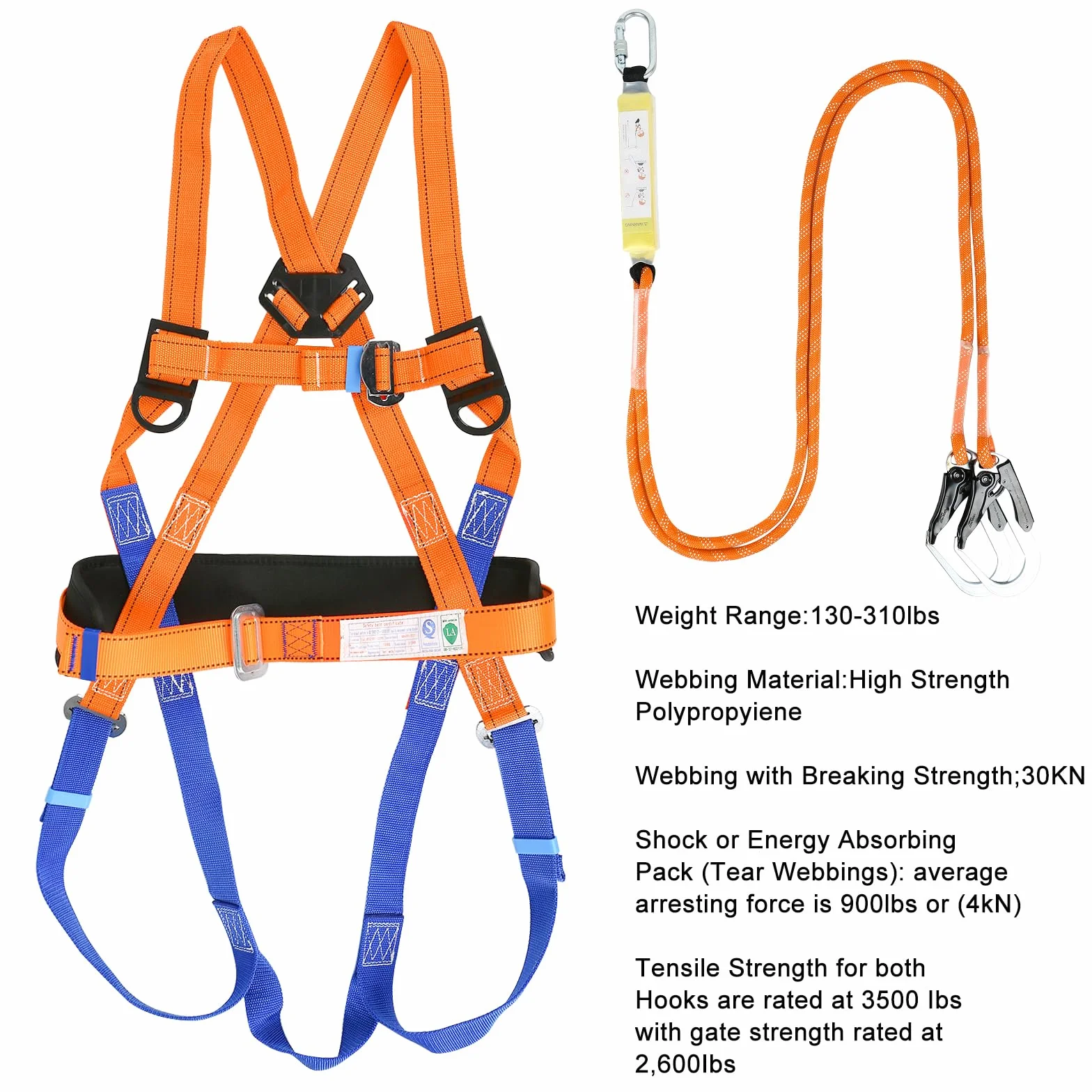 Ensemble ceinture sécurité complète F amovible passants poitrine protection chutes taille hanches alpinisme