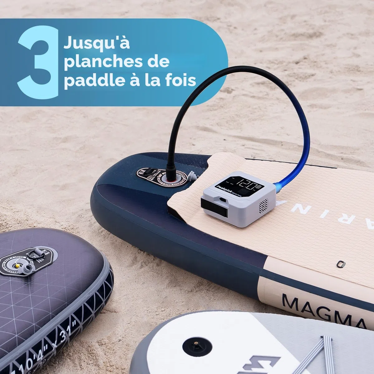 Pompe à pagaie électrique 20 psi, alimentée par Batterie Rechargeable, gonflage et dégonflage, Pompe à air Sup à arrêt Automatique pour Planches à pagaie, Cerf-Volant de Surf, Tente, Matelas