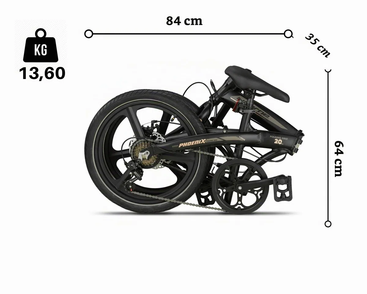Licorne Bike Phoenix 2D Cross Vélo pliant en aluminium 20" avec frein à disque et frein à disque Pour homme et femme Dérailleur 7 vitesses Cadre en aluminium