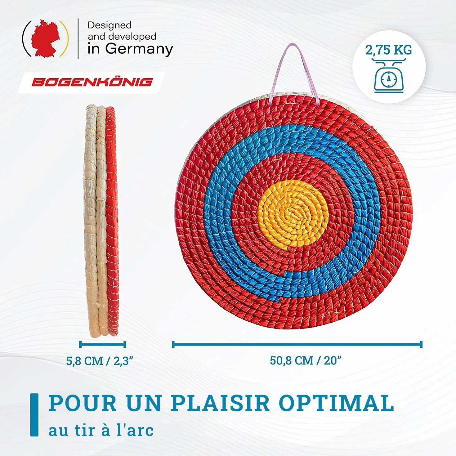 Cible tir à l'arc - Cible en Paille résistante aux intempéries pour Adultes & Enfants I Cible en Paille pour Arc et flèches & arbalète, Accessoires tir à l'arc, cibles pour tir
