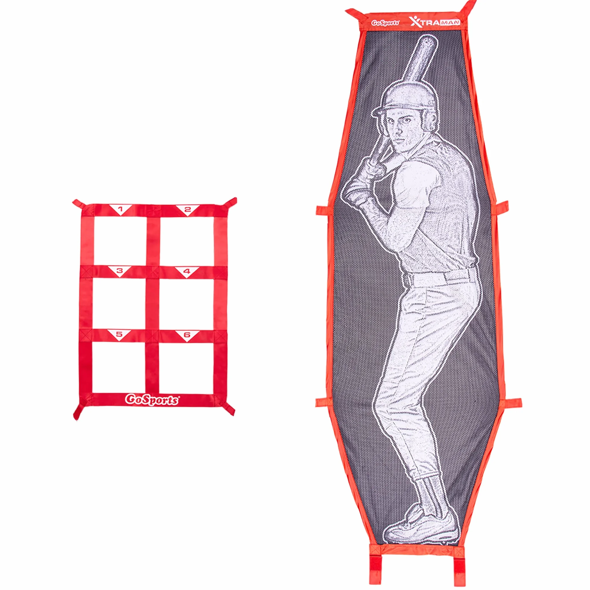 GoSports Kit de Lancement Baseball Softball – Entraînement Précision Zone Frappe Batterie Factice XTRAMAN Rouge