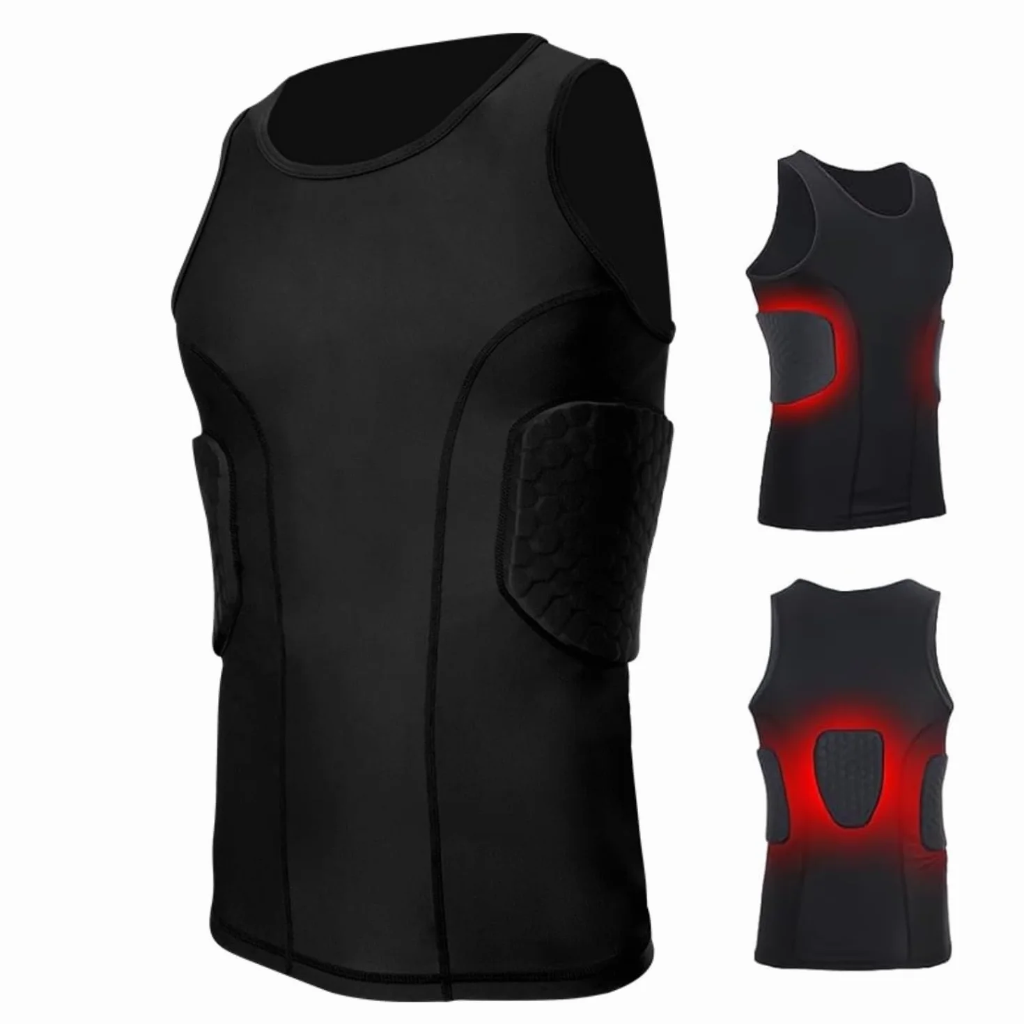 SOONHUA Maillot de Football rembourré pour Homme - Protections côtelées - Anti-Choc - en Silicone - Rembourré - Short - Accessoire de Protection pour Le Basket-Ball - Débardeur de Rugby