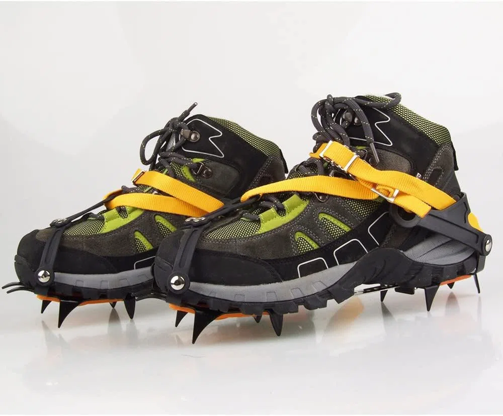 Namvo 10 Dents Livré avec Le Snowboard Chaîne de Soudure Crampons en Acier Inoxydable Ski de Plein air Hivernage Randonnée Escalade Longueur réglable
