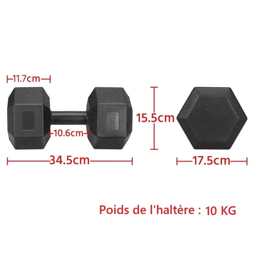 Yaheetech Lot de 2 Haltères Courts 2x5kg /7,5kg ou 10kg Kit Haltères Musculation Fitness pour Homme et Femme en Fer et PVC Noir