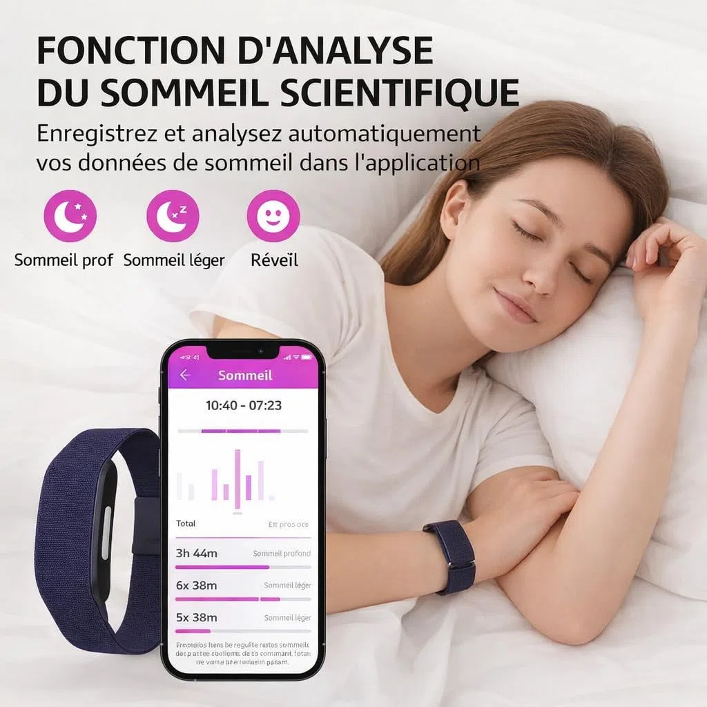 Bracelet intelligent Duckdik, Bracelet d'activité sans écran Homme Femme avec GPS intégré, Autonomie +1 Mois, Cardiofréquencemètre, SPO₂, Podomètre, Moniteur de sommeil, Notifications WhatsApp, Résist