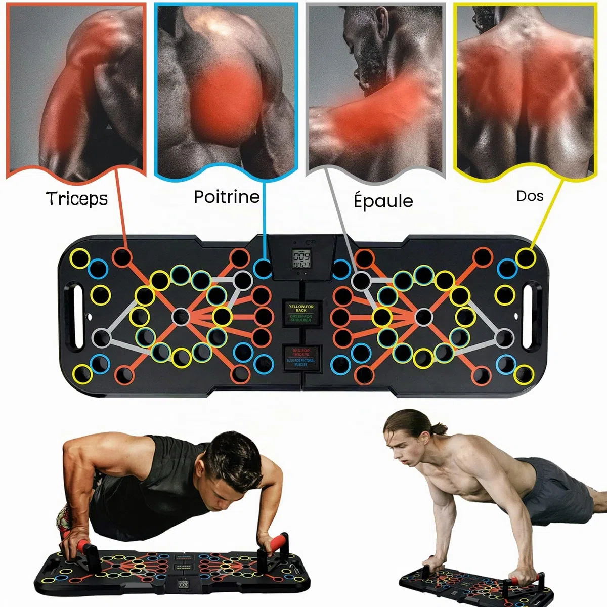 41 en 1 Push Up Musculation Push Up Board avec Poignée Compteur Intelligent＆Bande de Résistance Pliable Planche et Appareil de Fitness Système équipement d’Entrainement pour Les Muscle