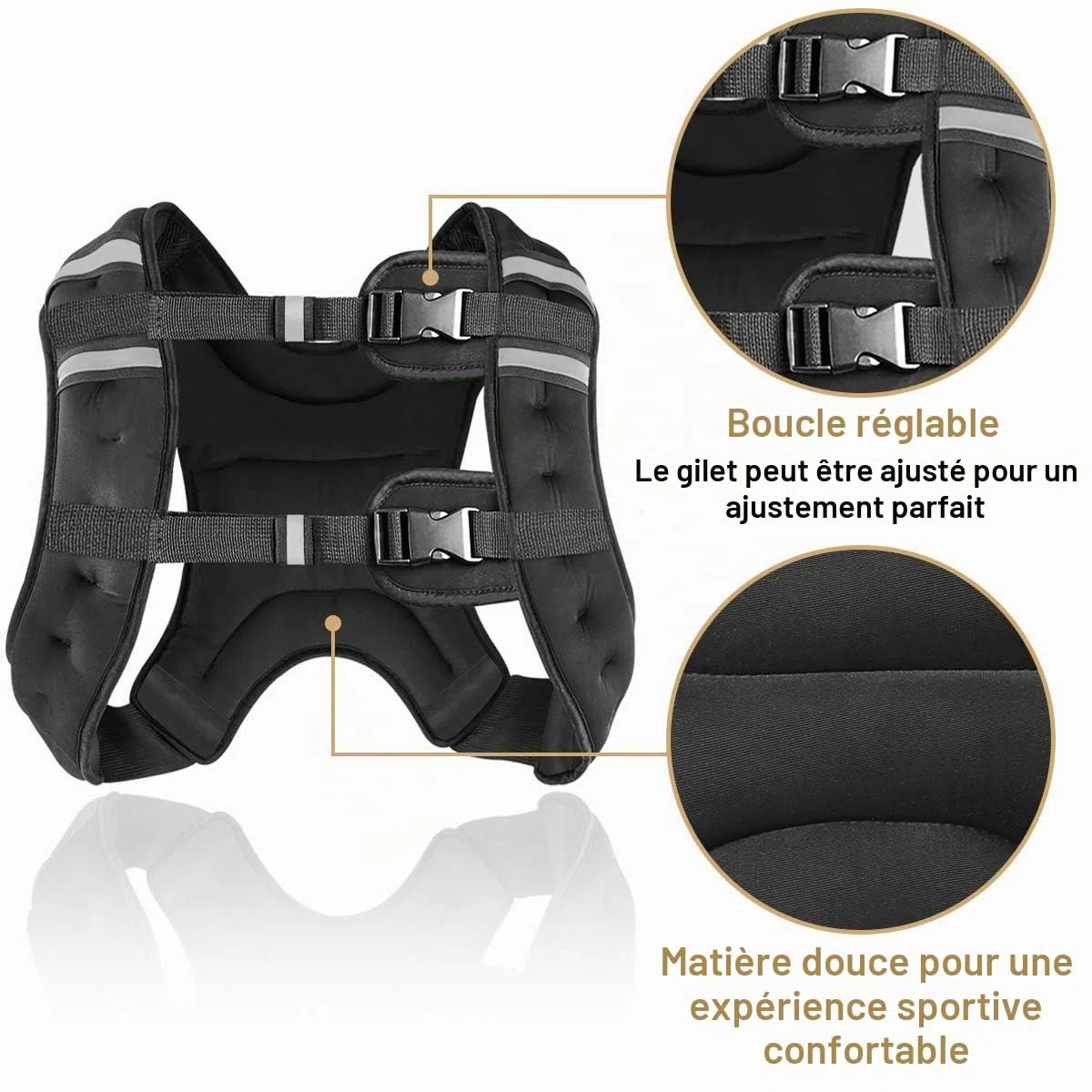 Gilet lesté de 2 kg, 5 kg, 10 kg, gilet lesté pour homme et femme pour la course à pied, l'entraînement, le jogging, la marche, la gym, la musculation